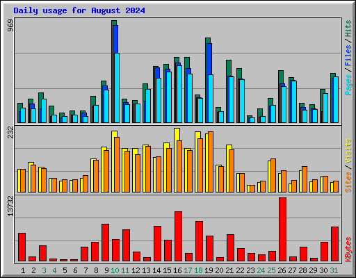 Daily usage for August 2024